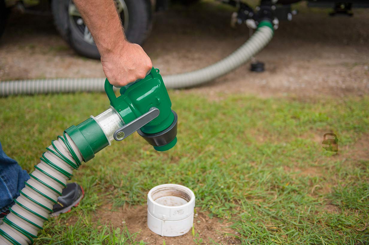 Lippert Waste Master 20 ft extended hose with 90-degree discharge.