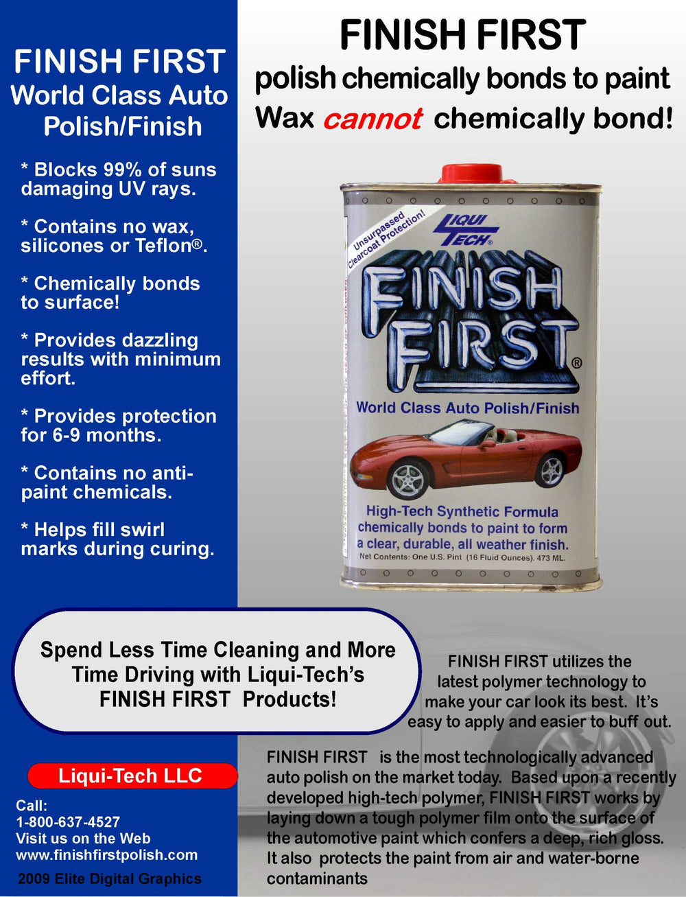 Liqui Tech Finish First Auto Polish mirror-like gloss on a clean car surface