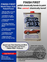 Liqui Tech Finish First Auto Polish mirror-like gloss on a clean car surface