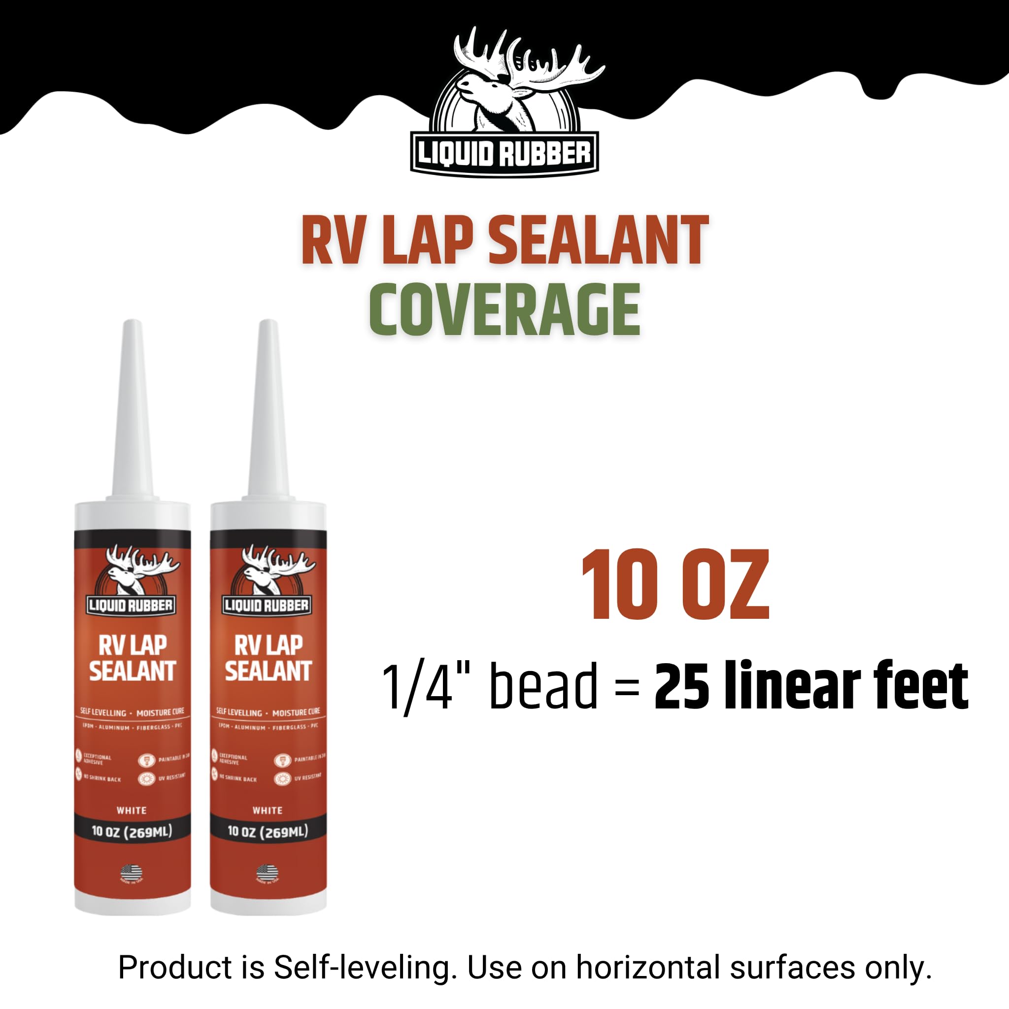 Liquid Rubber RV lap sealant coverage guidance for a typical 30 ft RV.