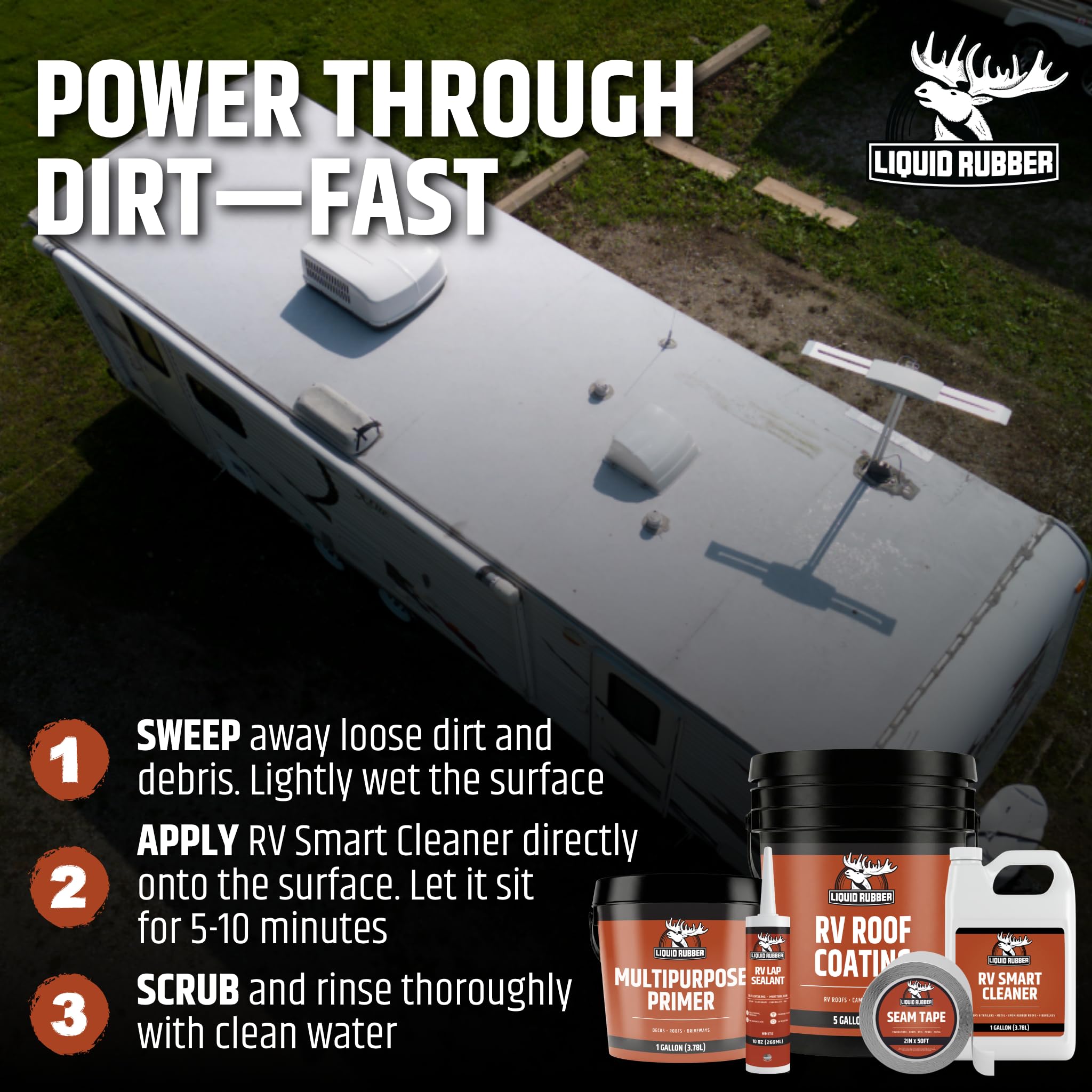 Liquid Rubber RV Smart Cleaner coverage area reference for 200–400 sq ft