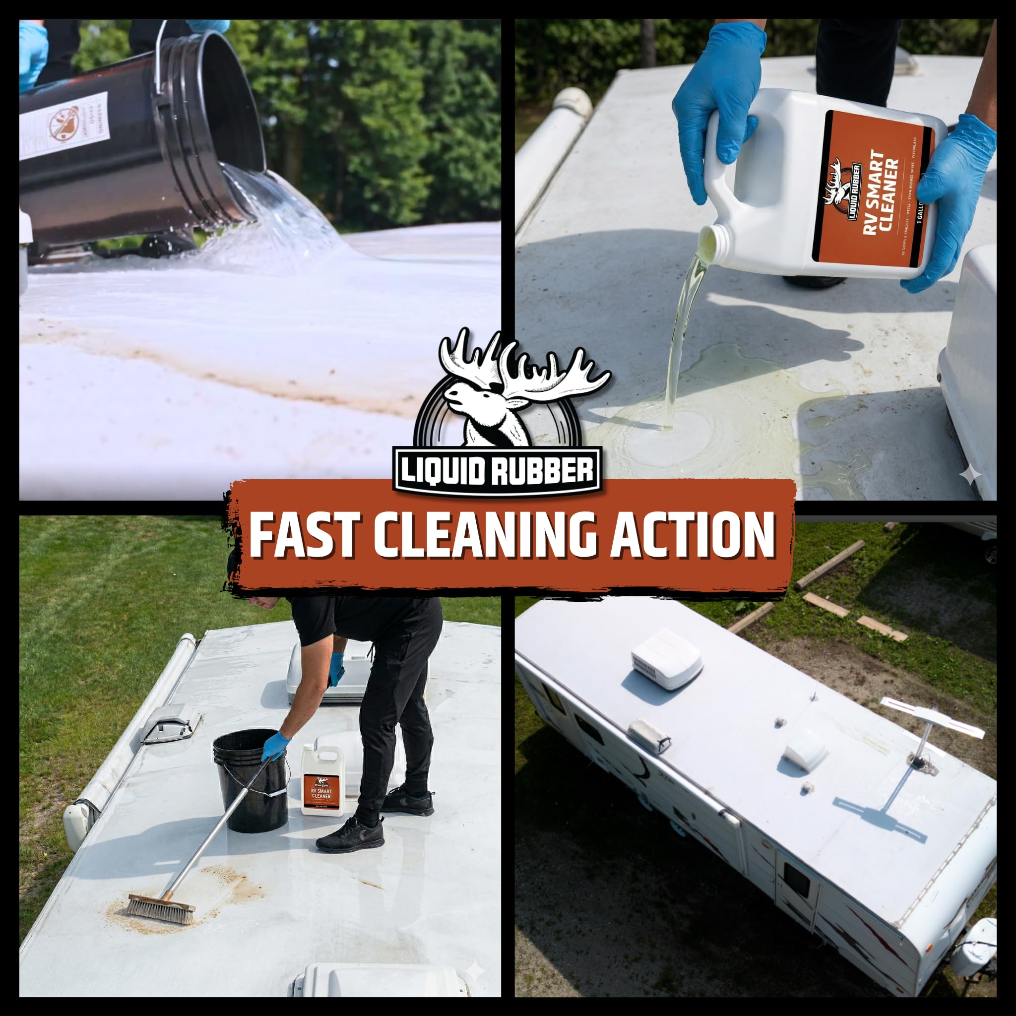 Liquid Rubber RV Smart Cleaner foam action conveys fast cleaning power