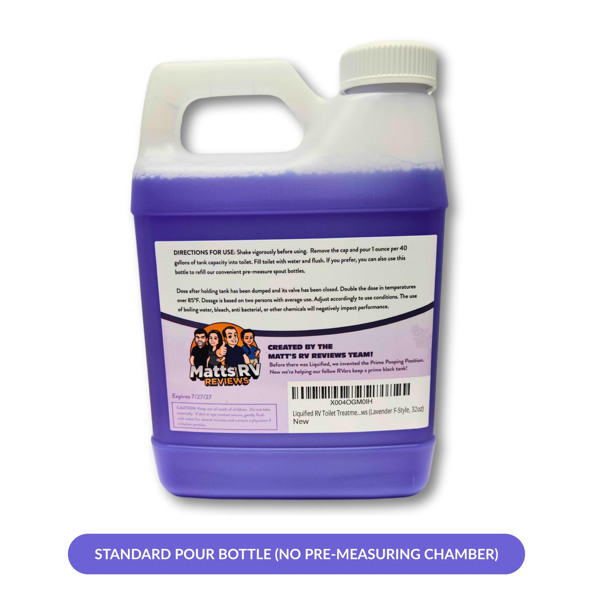 Liquified RV Toilet Treatment lavender scent helps neutralize odors at the source.