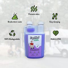 Liquified RV Toilet Treatment odor-elimination promotes a fresher tank during travel