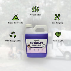 Liquified RV Toilet Treatment supports sensor cleaning for more accurate readings.