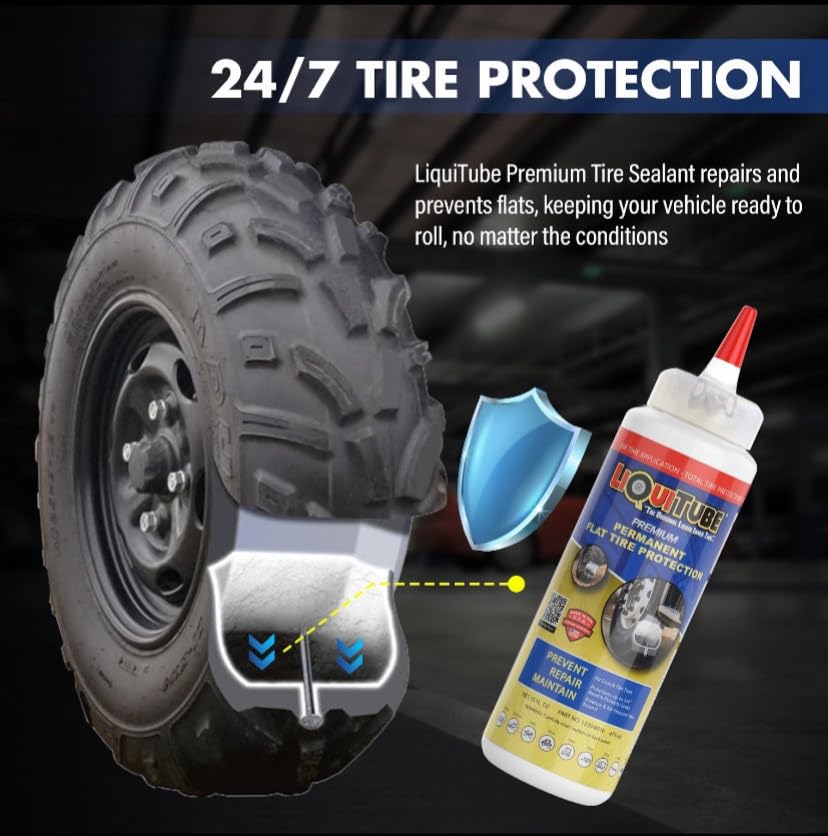 LiquiTube seals bead and rim leaks on rugged industrial tires.