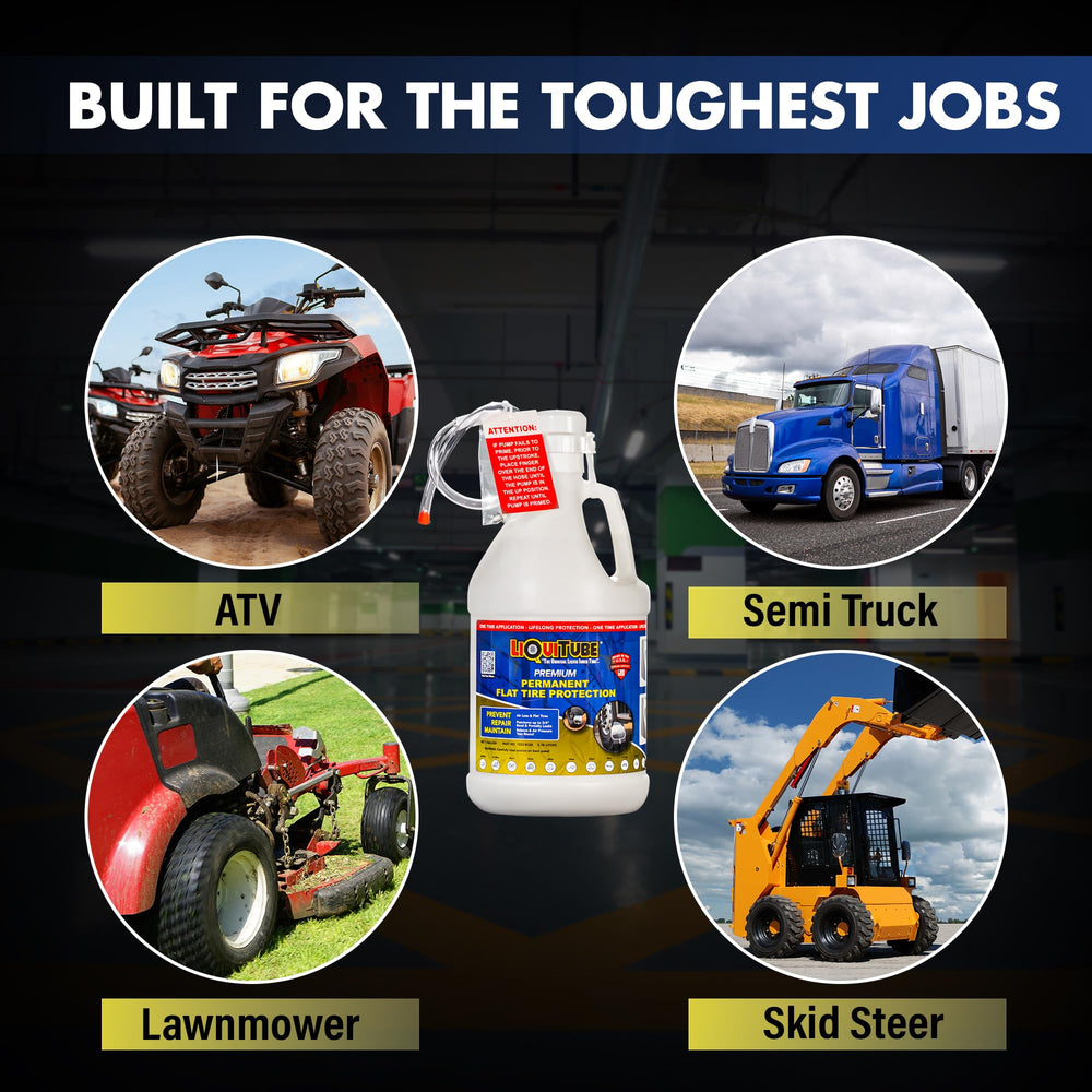 LiQuiTube applied on off-road tires for rugged, reliable protection.