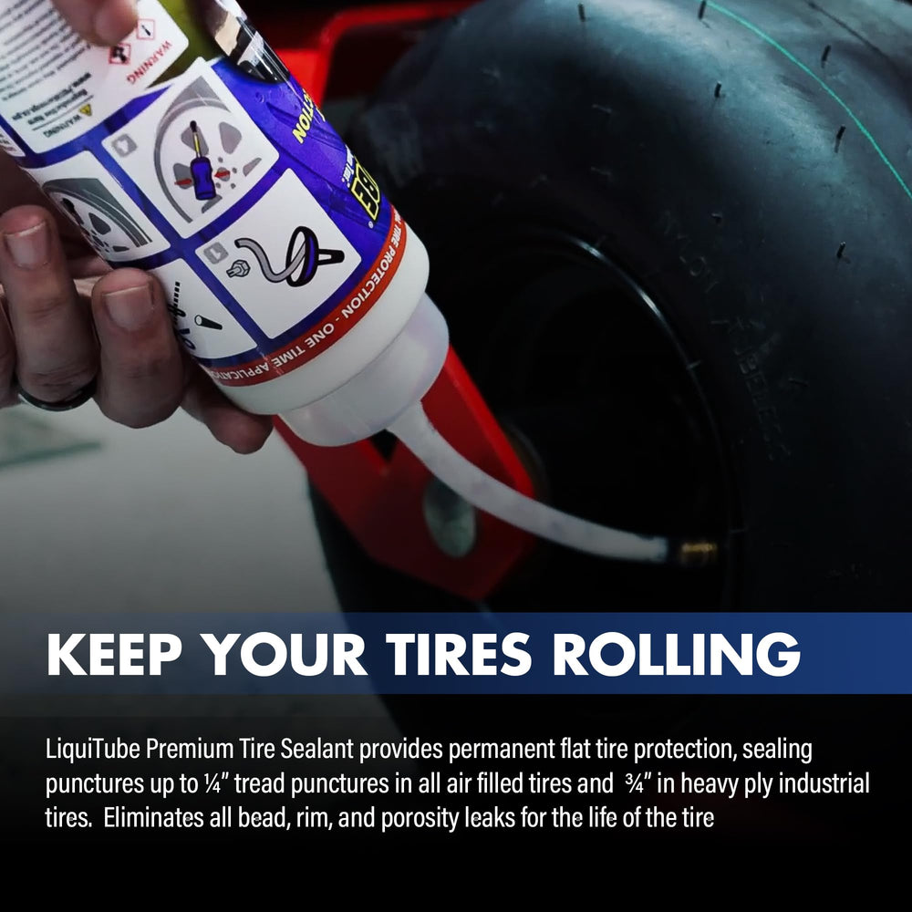 LiquiTube puncture sealing being applied to a trailer tire.