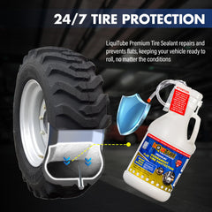 LiQuiTube seals punctures, bead, and rim leaks to prevent flats.