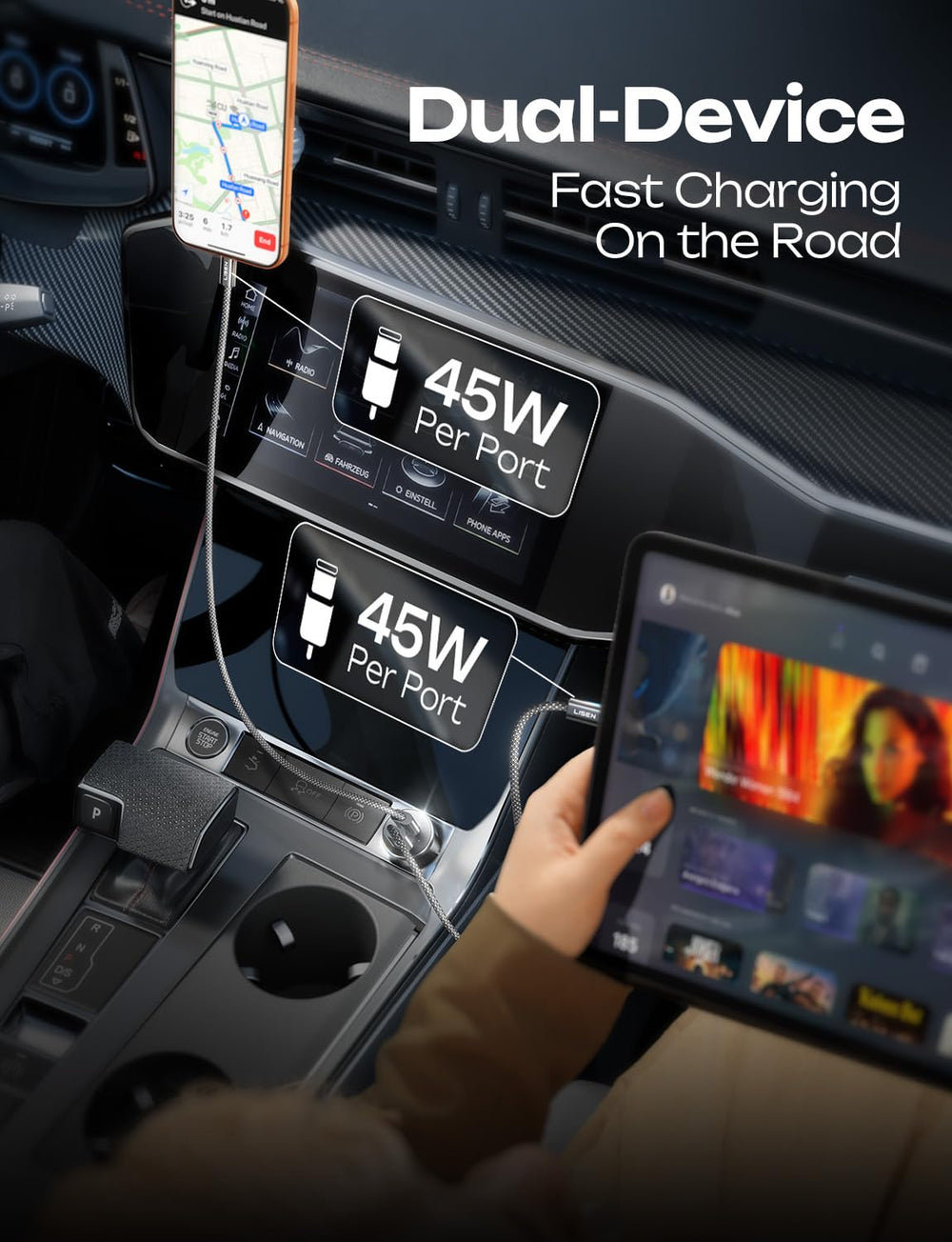 LISEN 27W USB-C to Lightning cable included for iPhone charging