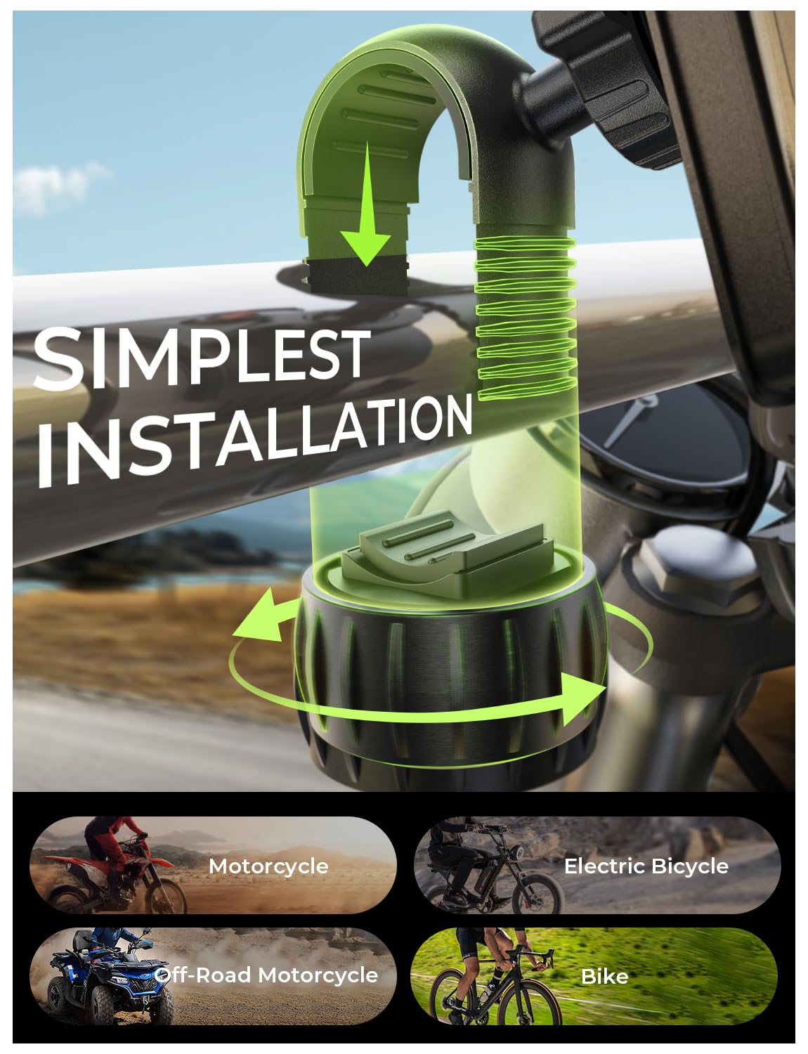 LISEN bike phone mount silicone cushions cradle the phone against vibration.