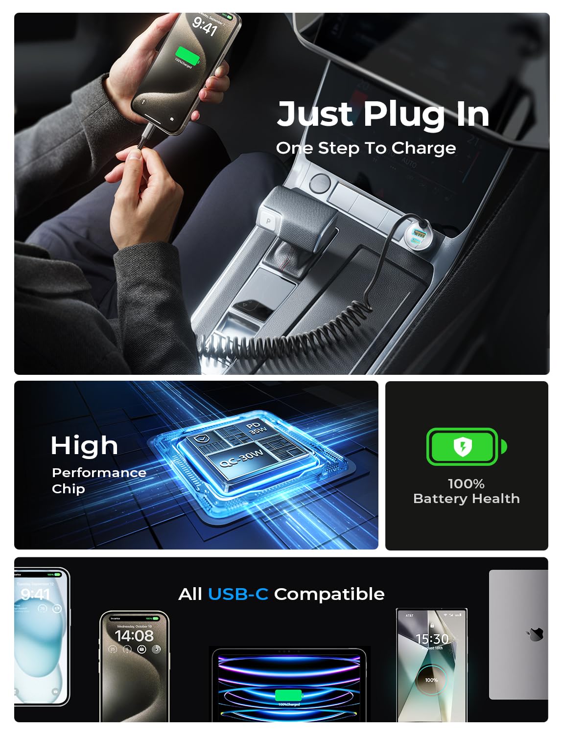 LISEN LED indicator shows power connection without distracting drivers at night.