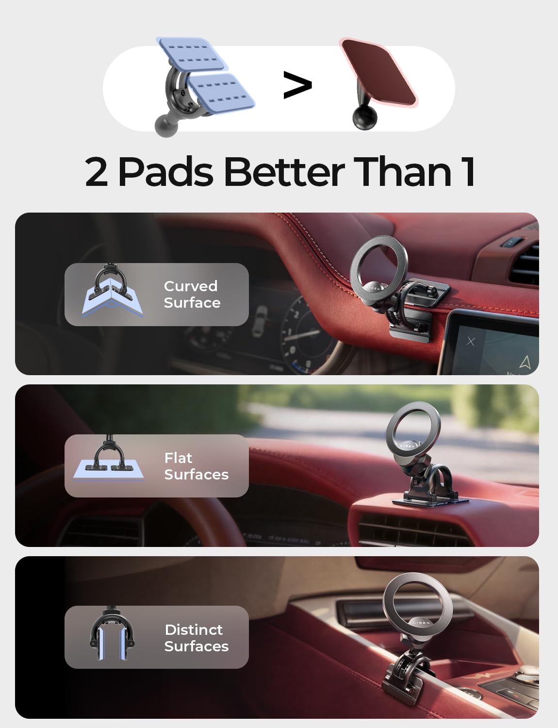 LISEN holding an iPhone 18 Pro Max magnetically for hands-free navigation