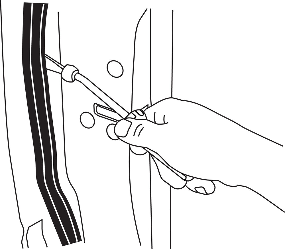 Lisle 35260 Plastic Fastener Remover in use, provides extra leverage for stubborn fasteners.