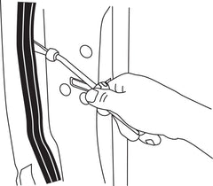 Lisle 35260 Plastic Fastener Remover in use, provides extra leverage for stubborn fasteners.