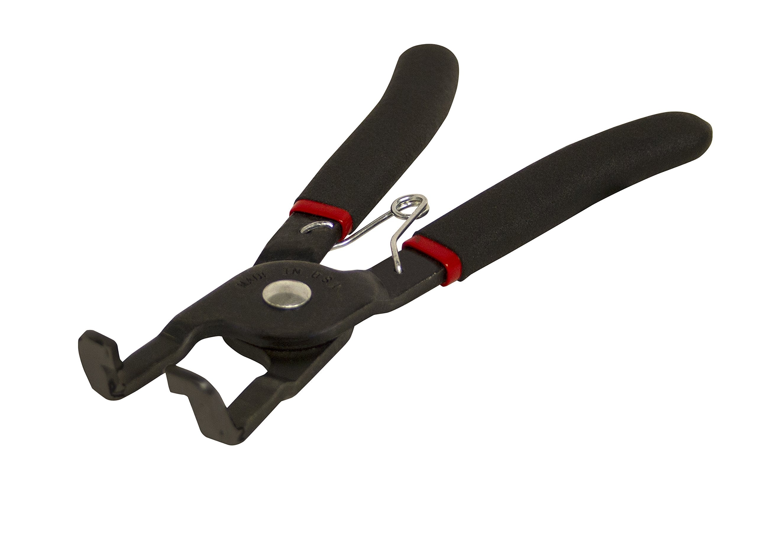 Lisle 37160 disconnect pliers focusing on fuel line tabs for clean disengagement.