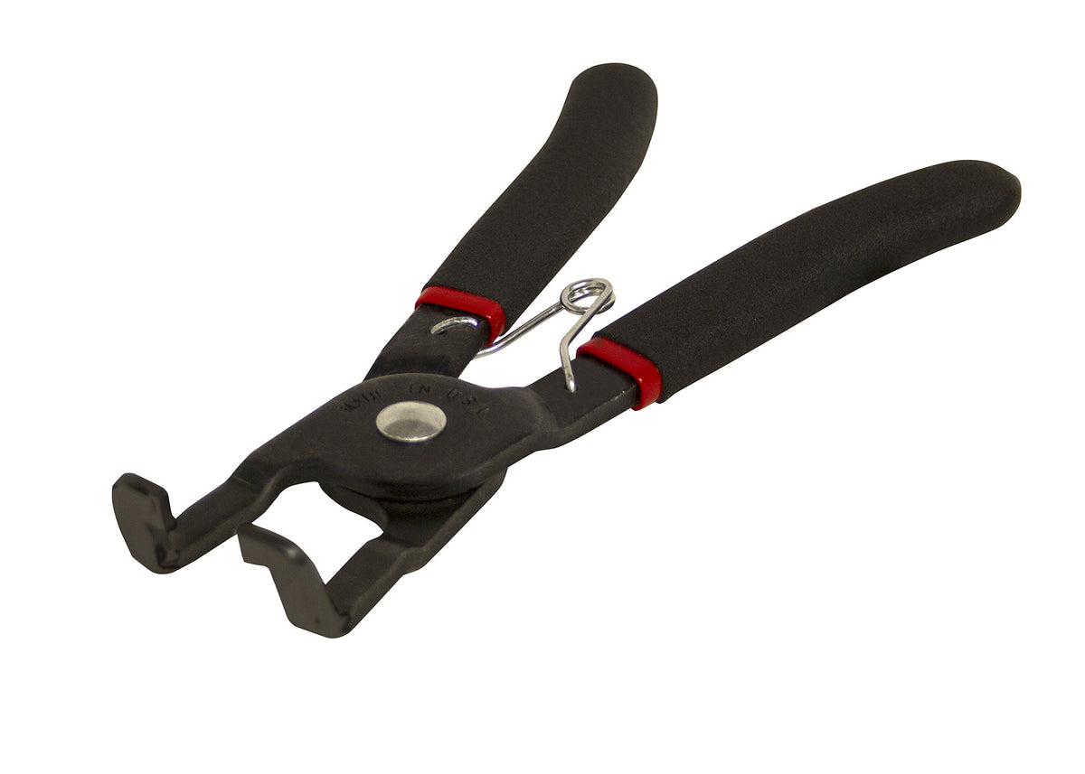 Lisle 37160 disconnect pliers focusing on fuel line tabs for clean disengagement.