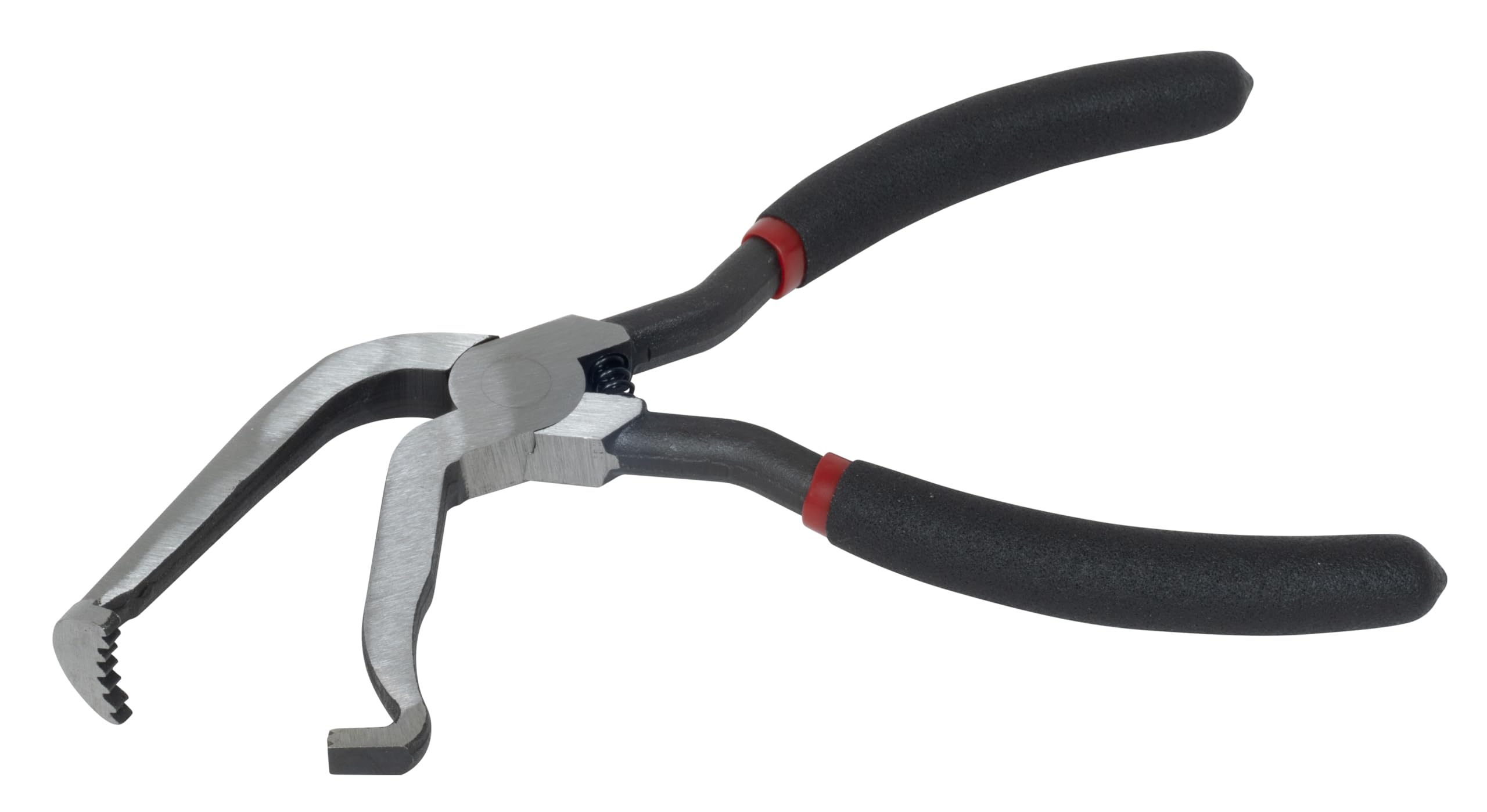Lisle 37980 angled-tips pliers for easy access and safe connector removal.
