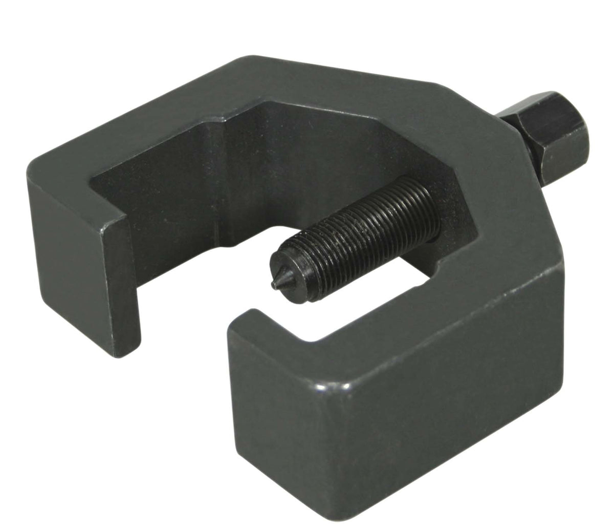 Lisle 41970 heavy-duty pitman arm puller jaws in use on a Ford, enabling easier arm removal.