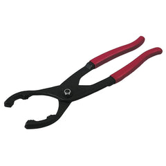 Lisle 50750 oil filter pliers showing slip-joint range for versatile filter fits.