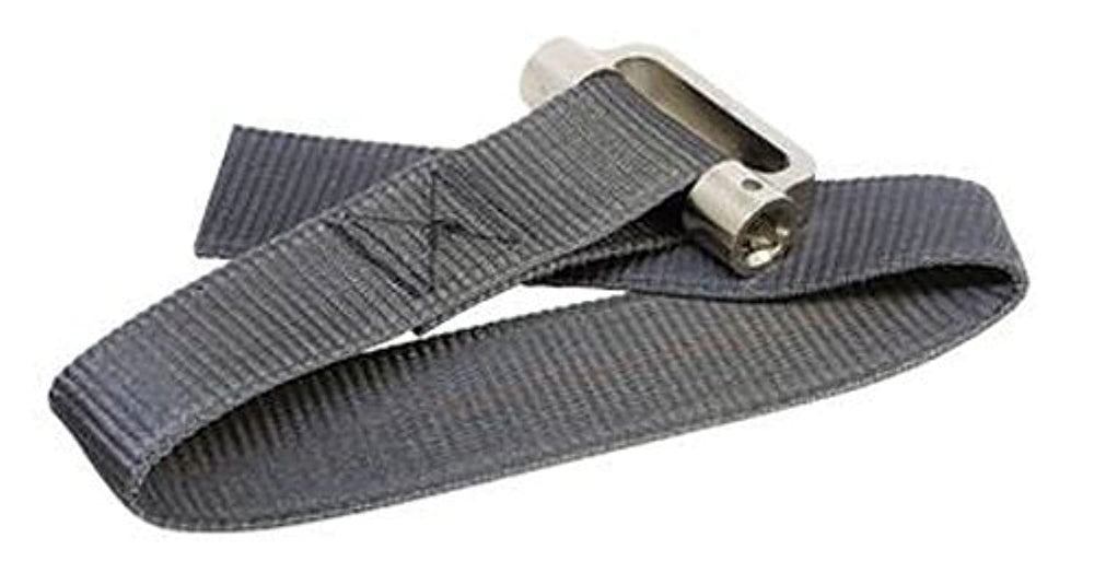 Lisle 60200 in use shows strap wrench removing a large filter.