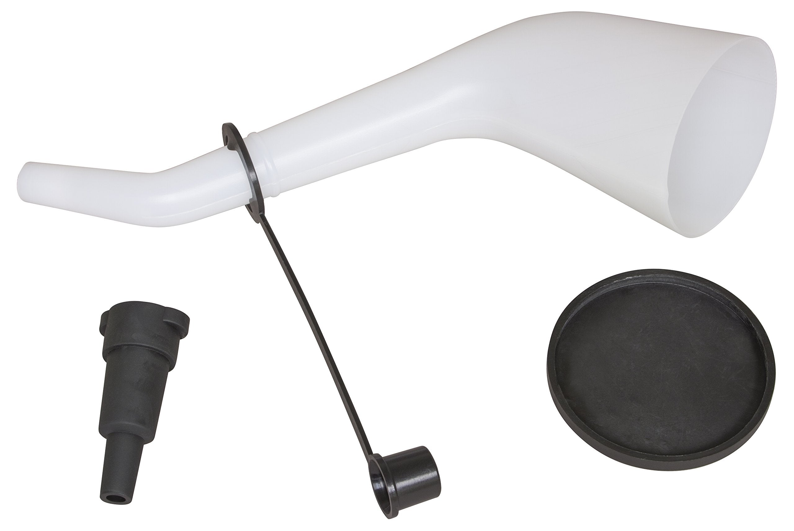 Lisle offset-funnel-cap-lid: cap and lid help keep debris out during brake fluid pours.