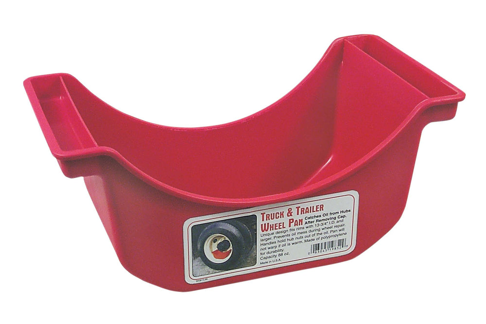 Lisle truck and trailer wheel pan catching oil during hub service