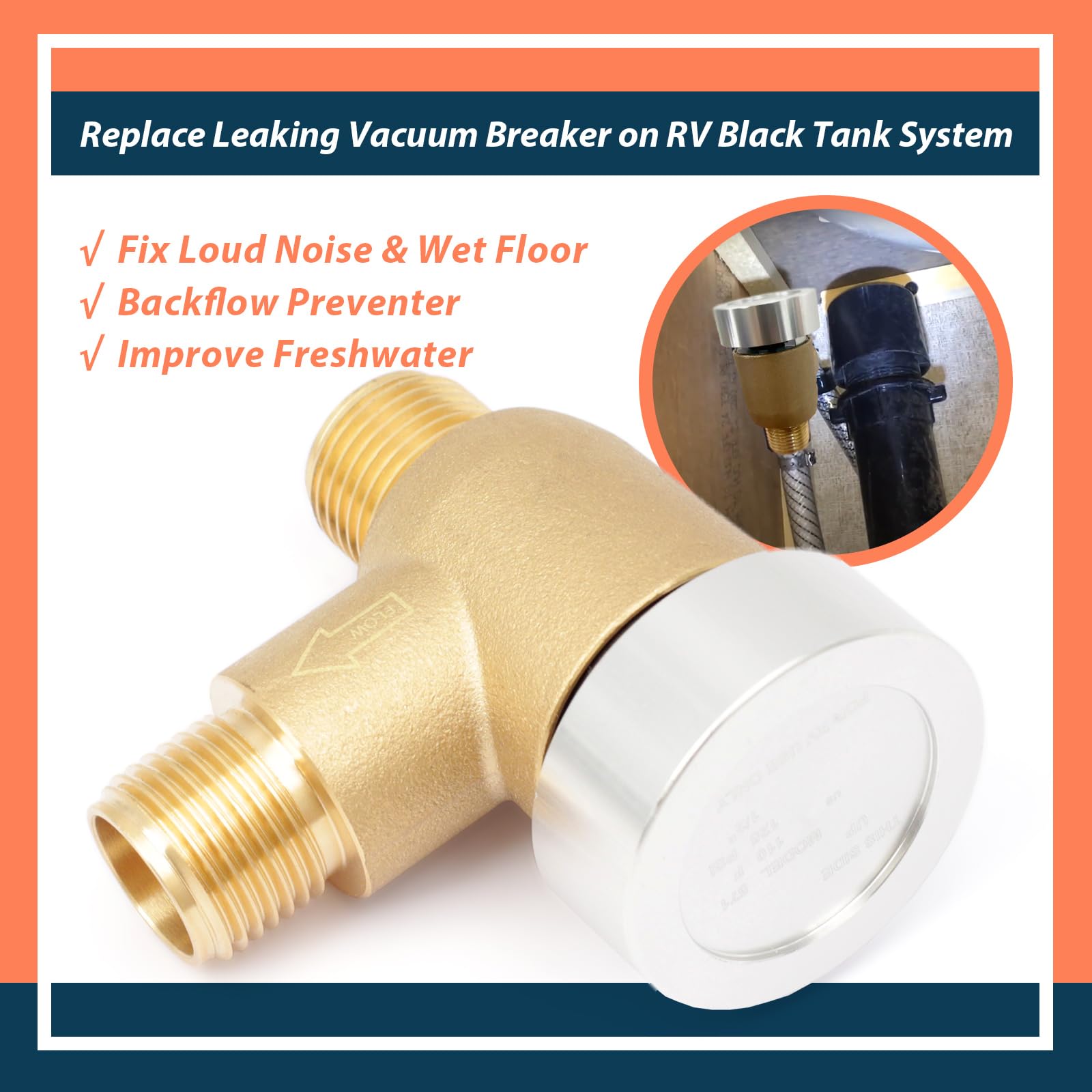 Lisnhlin 571-VAC-CHK-A installed in the RV black tank flush system