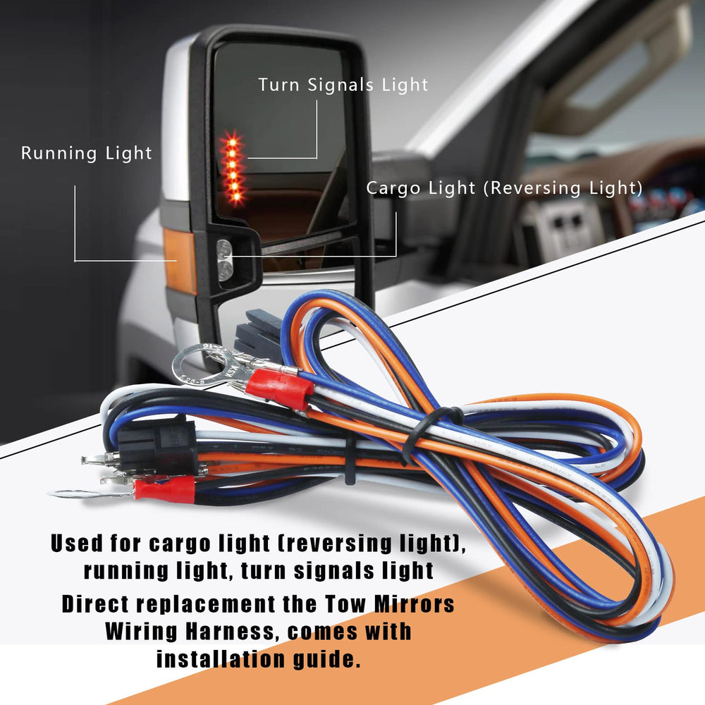 Lisnhlin tow mirrors wiring harness copper wire detail for strong conductivity.