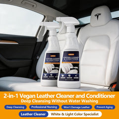 LISRUX leather cleaner spray applying to interior surfaces for quick upkeep