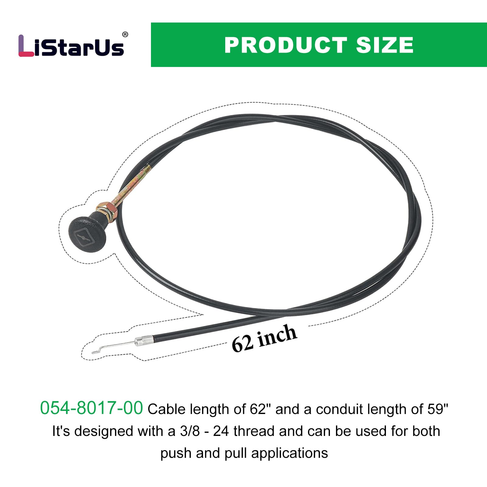 LiStarUs choke cable with Z-bend end, designed for reliable pull operation.
