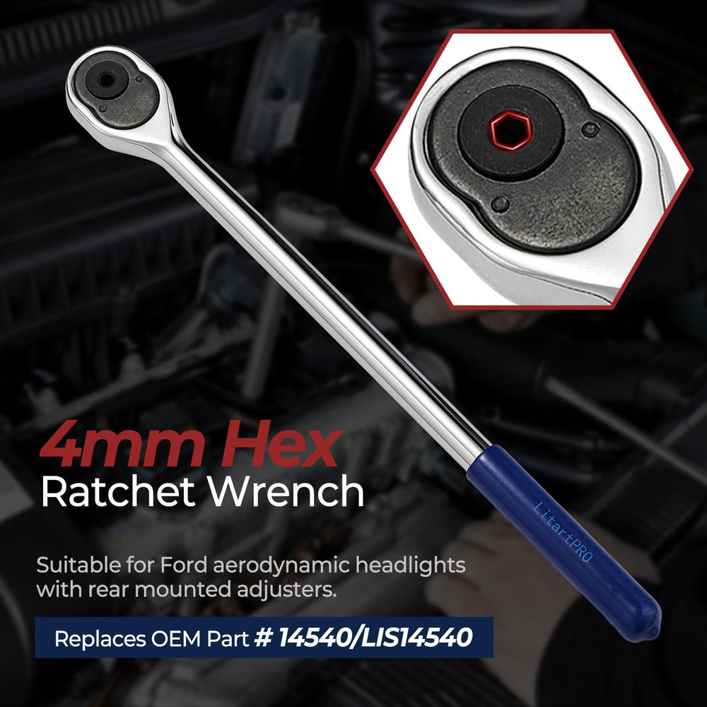 LitartPRO 45-tooth ratchet mechanism enabling an 8-degree swing for tight headlamp adjustments.