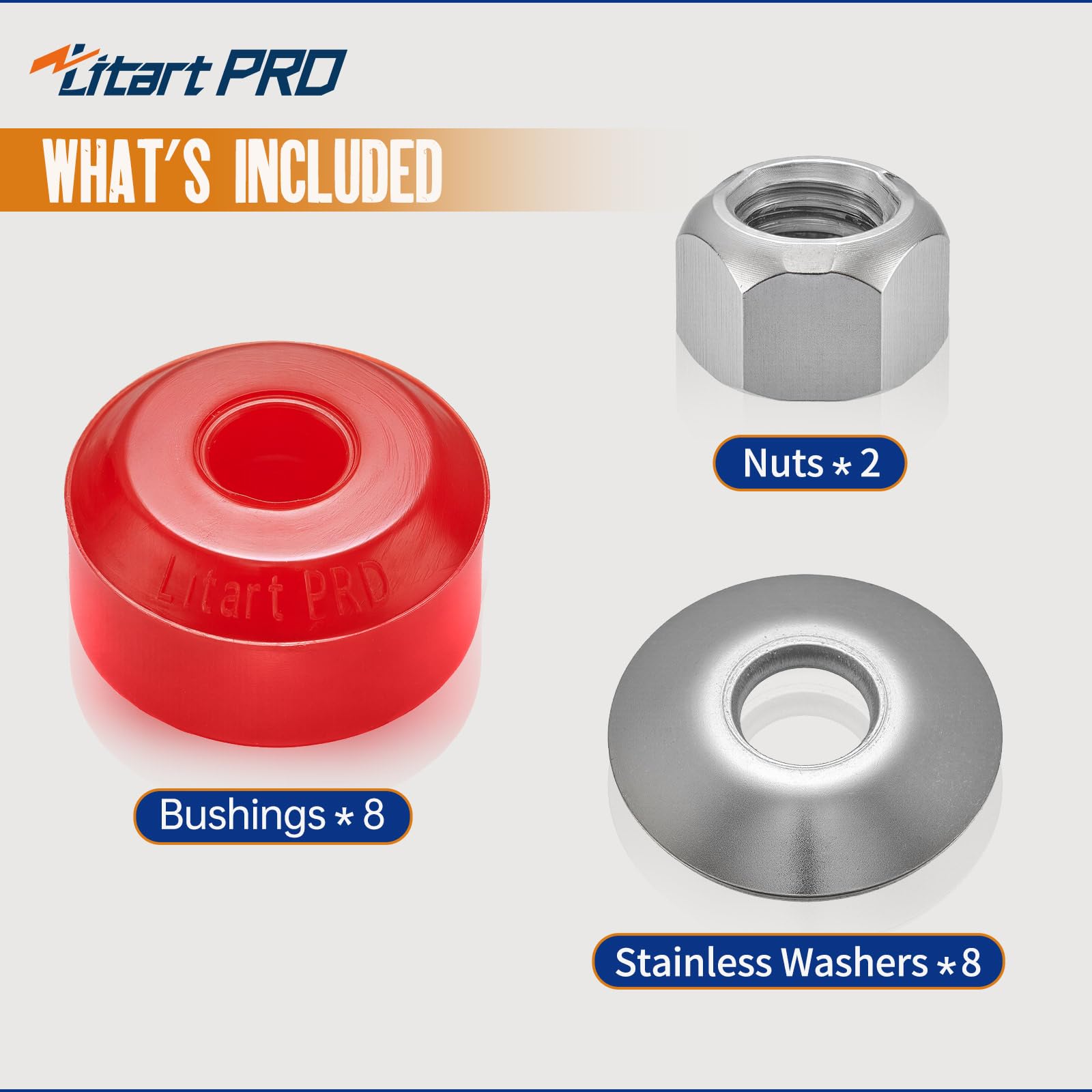 LitartPRO flame-retardant rubber bushings provide wear resistance and stable compression.