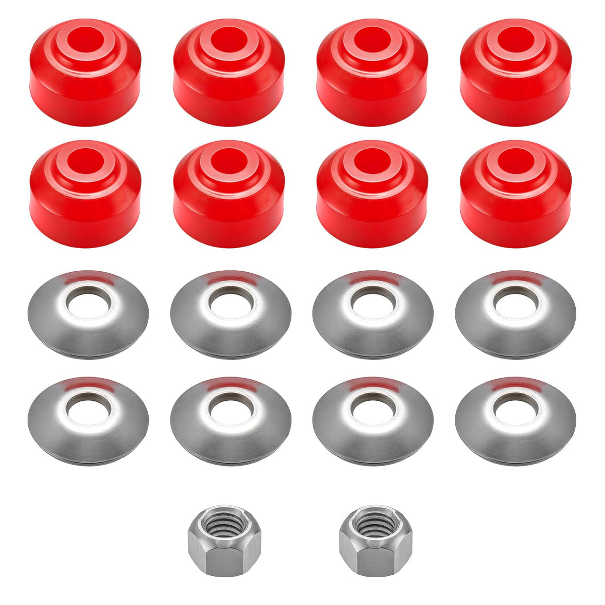 LitartPRO sway bar bushings kit contents ready for front and rear repair.
