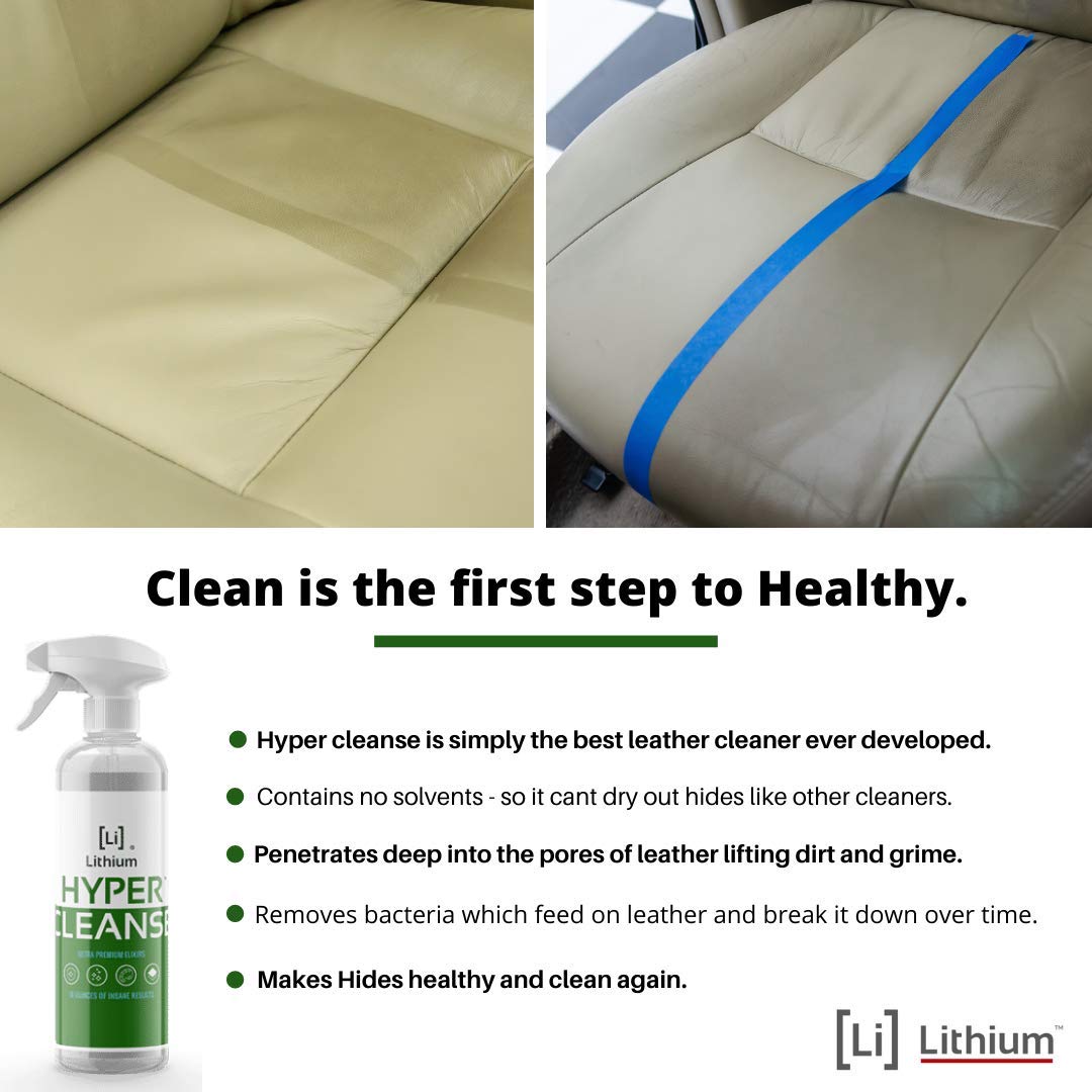 Before and after interior cleaning with Lithium Hyper Cleanse showing showroom-like finish