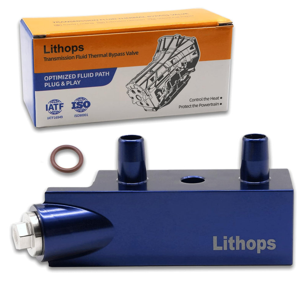 Lithops transmission bypass valve GM 6L80 for improved towing cooling.
