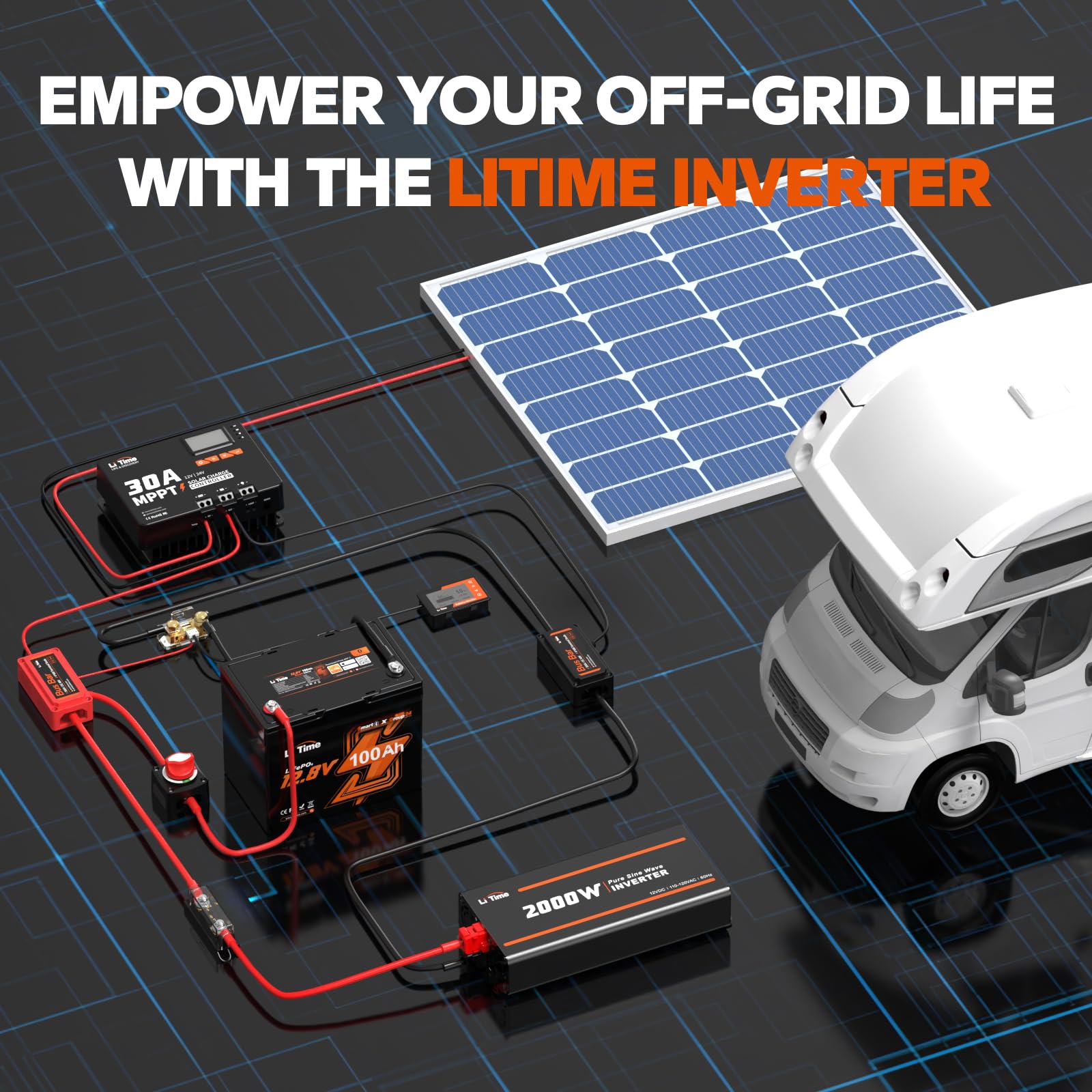 Litime 1000W inverter installation kit with mounting screws and cables