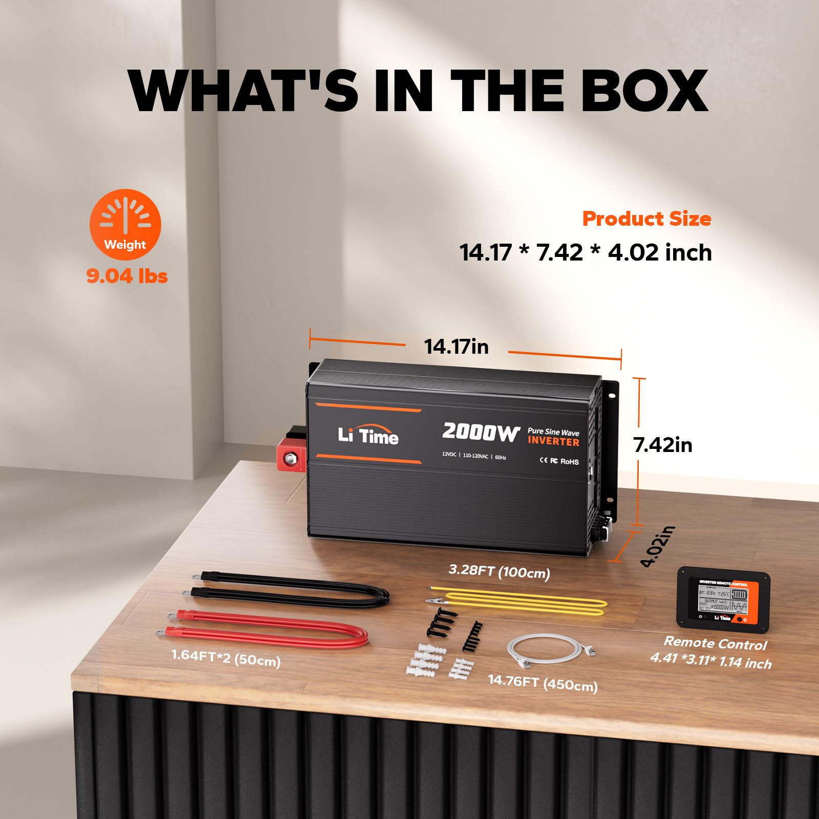 Litime LiTime 2000W inverter remote LCD panel for real-time monitoring