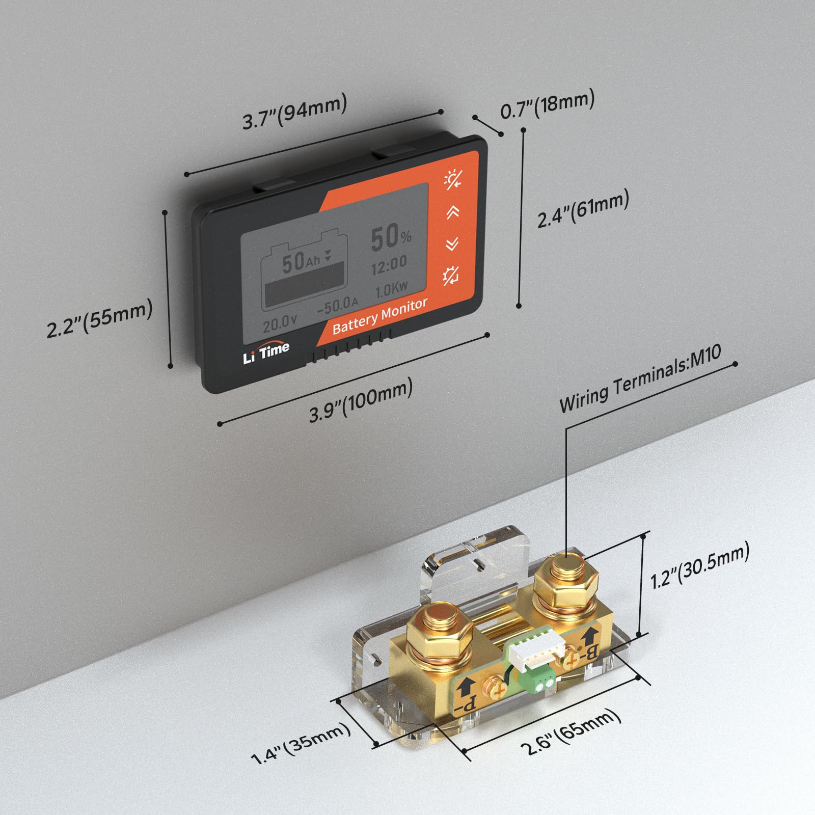 Litime 500A packaging includes monitor, shunt, wires, and tools for setup