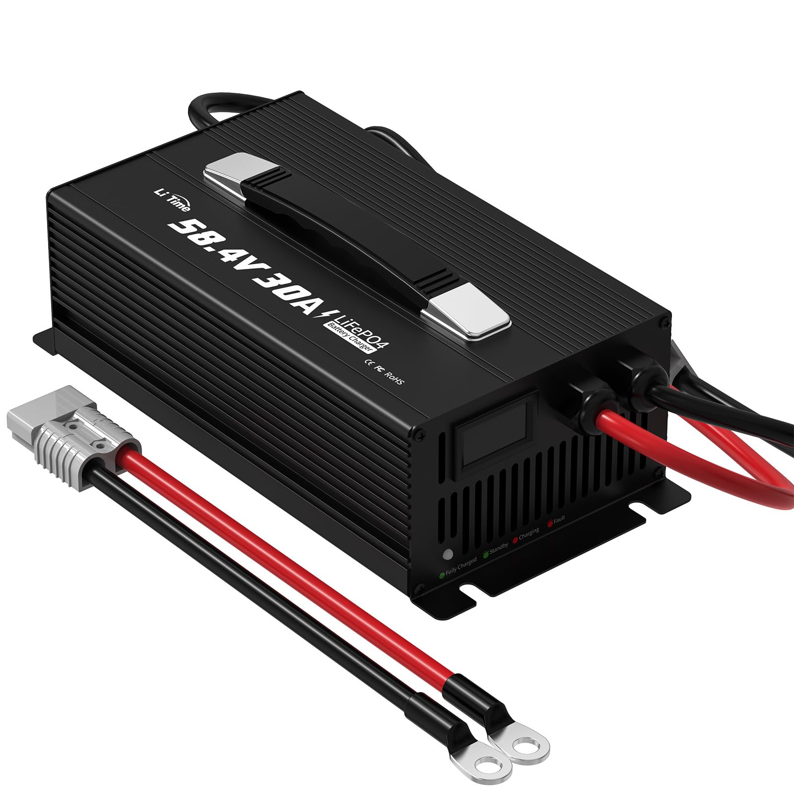 Litime 58-4V charger back panel shows rugged build for LiFePO4 charging