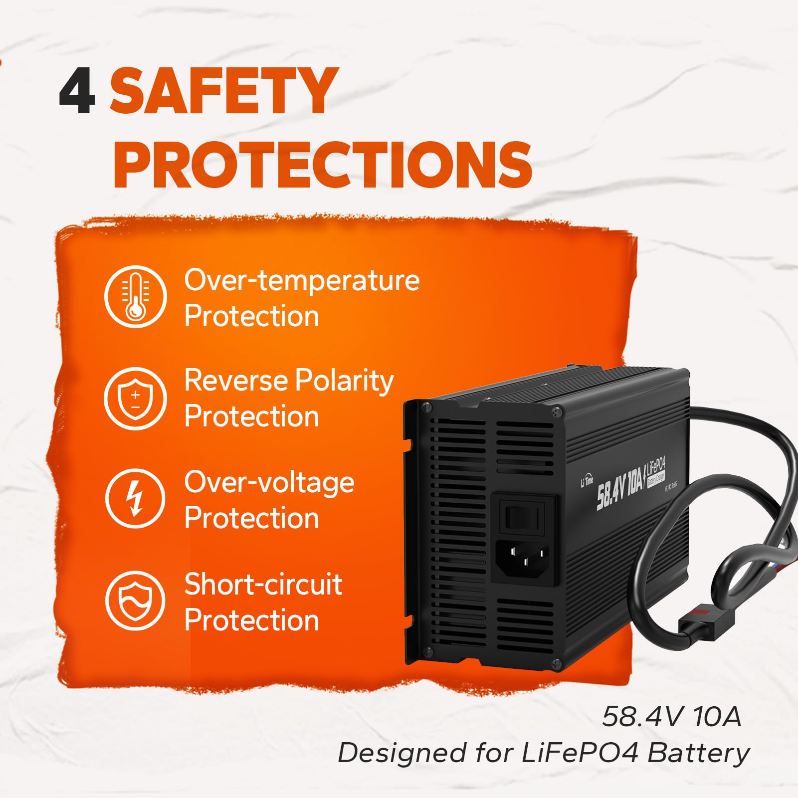 LitTime charger mounting holes enable simple, secure installation.