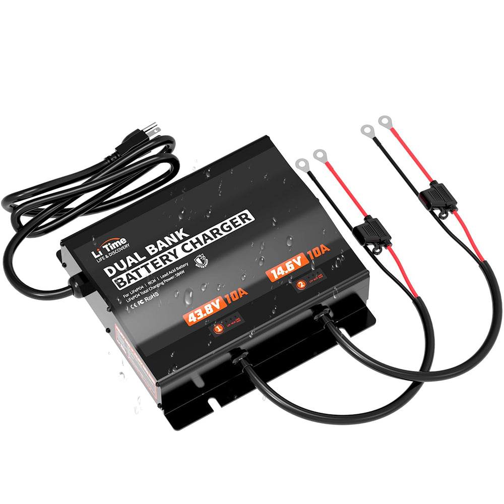 Litime dual-channel charger powers 12V and 36V LiFePO4 batteries for faster prep.