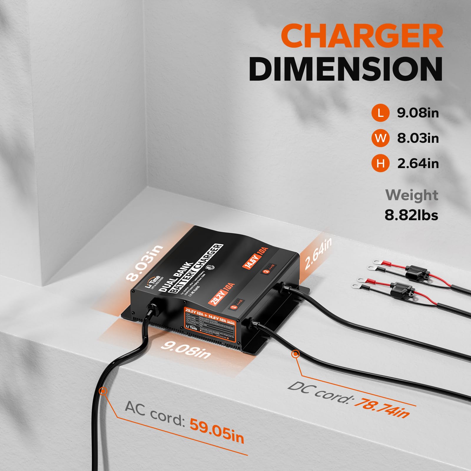 Litime easy upgrade with M8 terminal for two-battery charging