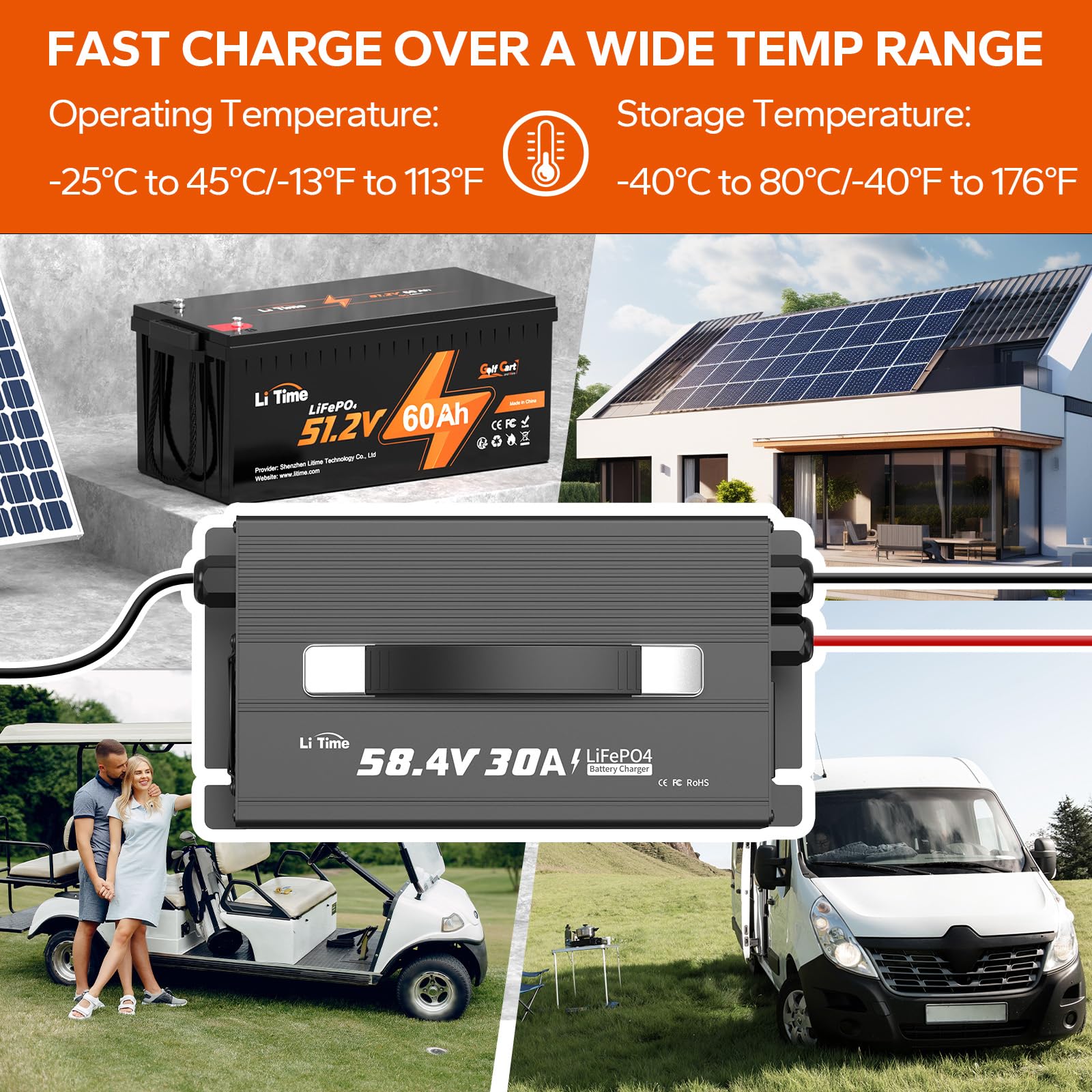 Litime portable mountable charger setup ready for cart or home use