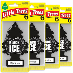 LITTLE TREES Black Ice hanging tree in car interior for long-lasting freshness.