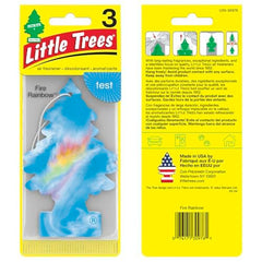 Little Trees Fire Rainbow label closeup highlighting vibrant design and scent focus