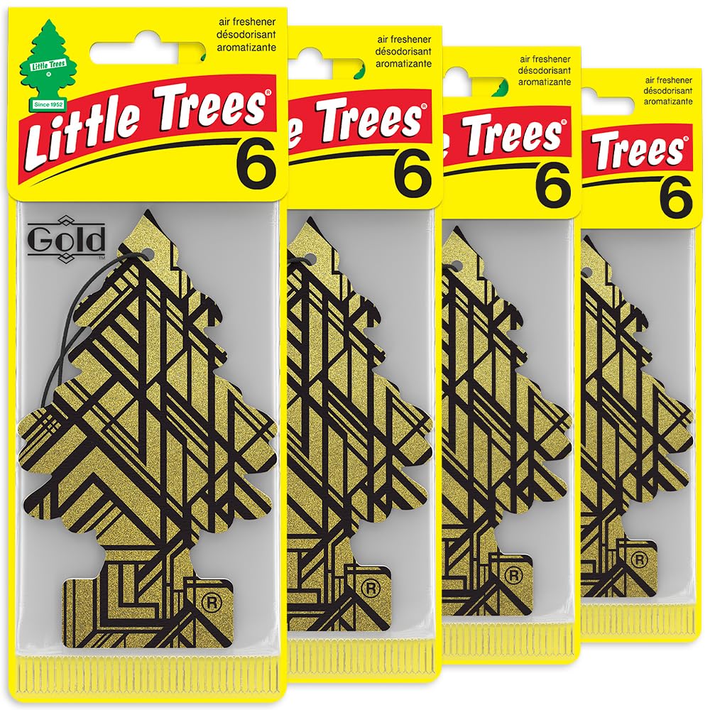 LITTLE TREES Gold hanging tree in car interior providing long-lasting freshness