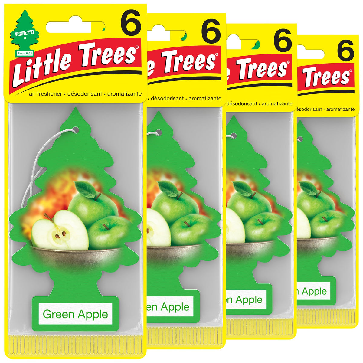 LITTLE TREES Green Apple hanging tree for long-lasting auto scent.