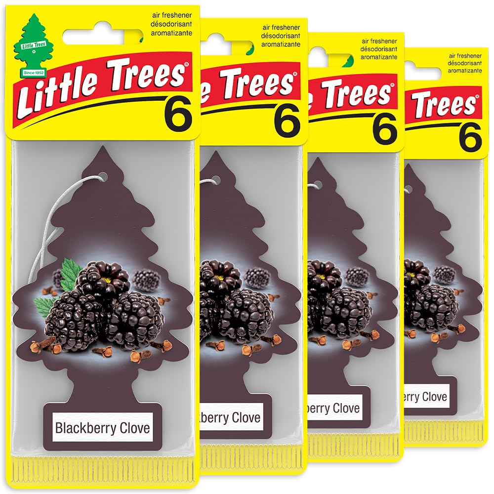 Little Trees Blackberry Clove hanging tree scent freshens car interiors.