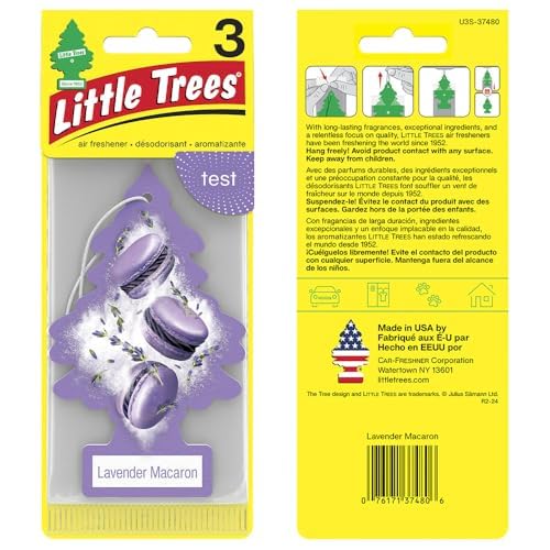 Little Trees Lavender Macaron in-car vent freshener delivers long-lasting fragrance.